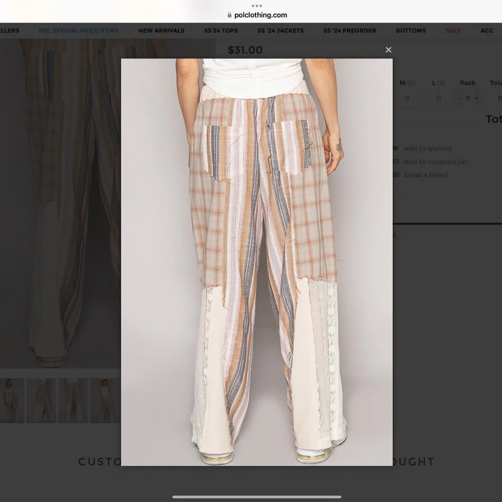 POL 💚 454 POL Plaid with Lace Detail Knit Pants SR21A - Picture 4 of 8
